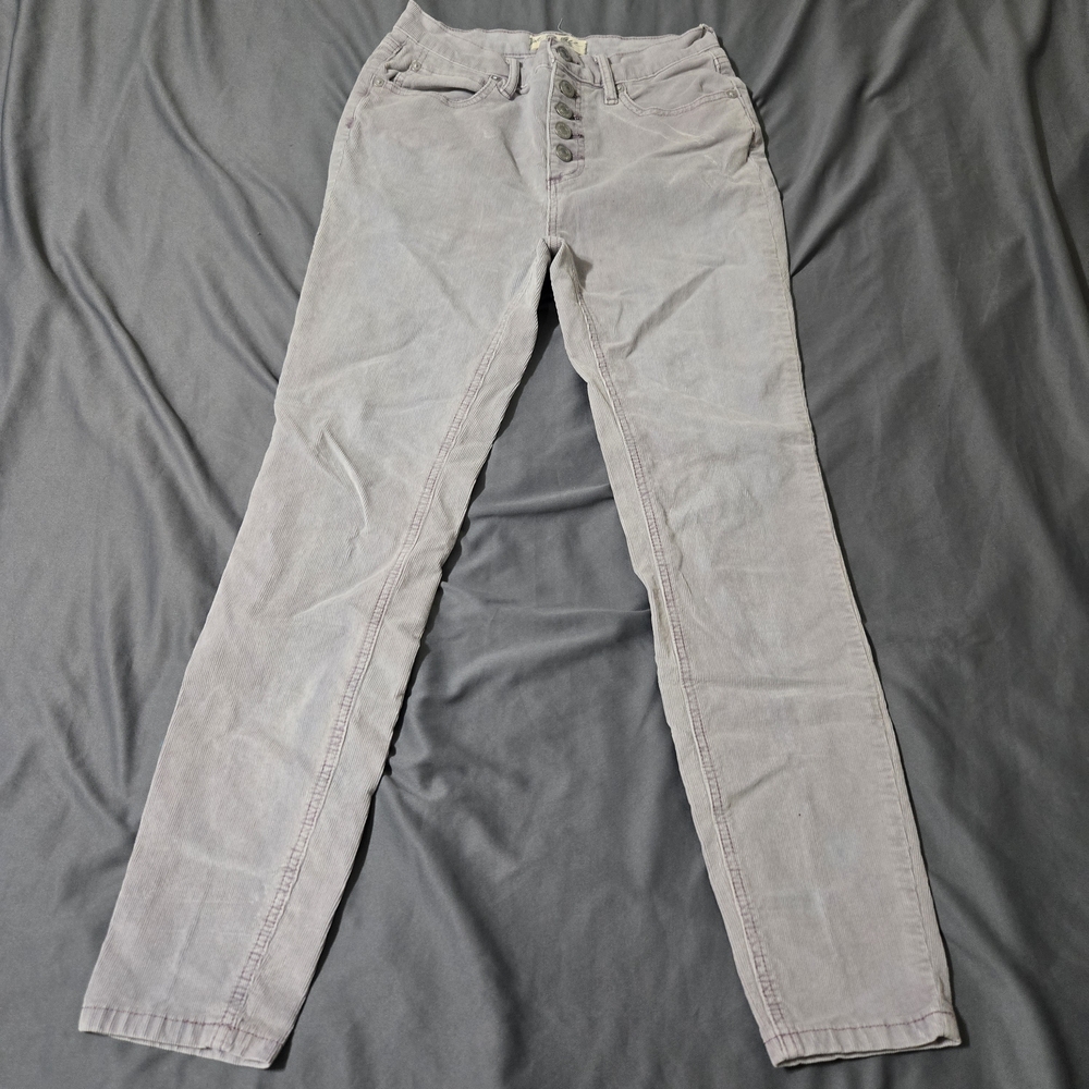 We The Free Lilac Stretch Corduroy Pants Size 26 Flat Front Button Fly High Rise